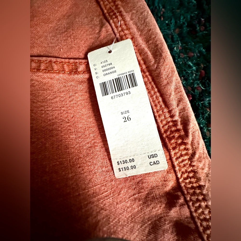 RARE Pilcro Carpenter Wide Leg Pants Orange NWT 26 - Picture 7 of 16